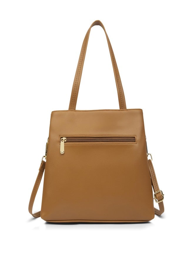 كابريس حقيبة كابريس مولي متوسطة الحجم للنساء بحزام قابل للتعديل والفصل | جيوب متعددة | حقيبة متعددة الاستخدامات للكتف، أو كروس بودي، أو للحمل باليد، مناسبة للعمل والسفر والاستخدام اليومي (لون بني فاتح) - Image 5